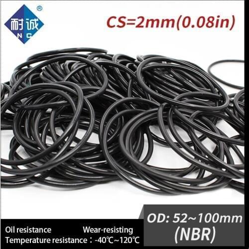 5PCS/lot Rubber Black NBR CS2mm OD52/54/55/56/60/62/65/70/75/80/85/90/92/95/100mm O Ring Gasket Oil resistant waterproof