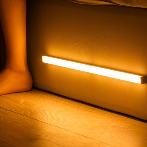 Wireless Under Cupboard Light LED Motion Sensor Cabinet Light USB Rechargeable Long Strip Night Lamp For Kitchen Closet Wardrobe
