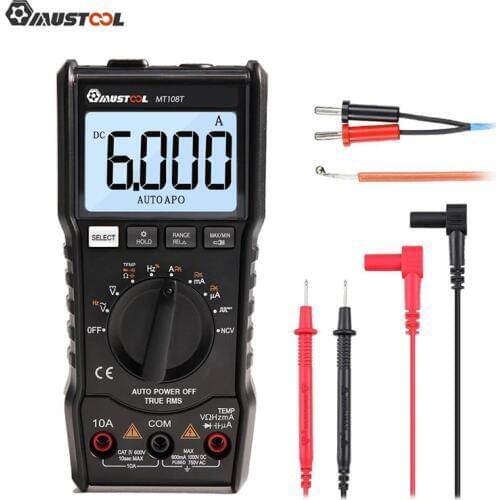 MUSTOOL MT108T Mini Square Wave Output True RMS NCV Temperature Tester Digital Multimeter 6000 Counts Backlight