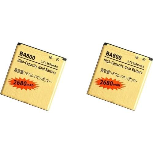 Ciszean 2pcs/lot 2680mAh BA800 Gold Replacement Li-ion Battery For V S Nozomi ARC HD LT26i LT26 LT25i AB-0400 Batterij