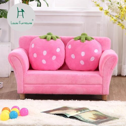 Louis fashion Childrens Sofas Mini Korean cartoon strawberry small baby room decoration double