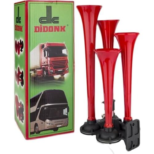 Didonk 4 Tubed Air Horn 22-26-30-34cm 12V RED