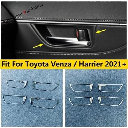 Door Pull Doorknob Handle Hand-clasping Bowl Black / Silver Stainless Steel Interior Cover Trim For Toyota Venza / Harrier 2021