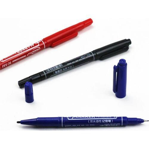 10 pcs/Lot Dual-side Writing marker Oil base permanent for CD metal glass Stationery office accessories School supplies A6875