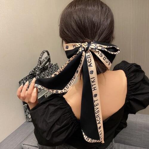 Cy Retro Elegant Silk Scarf Hair Band Tie Hair Long Ribbon Everyday Joker Bow Hair Accessories