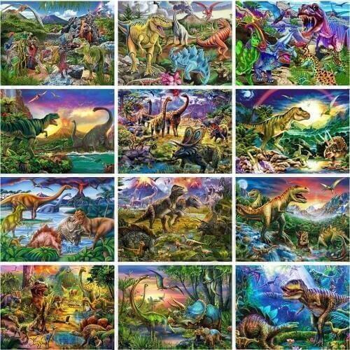Evershine Full Square 5D DIY Diamond Painting Dinosaur Animals Embroidery Diamond Mosaic Full Layout Cross Stitch Kit Home Decor