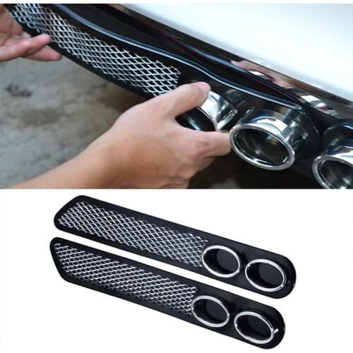 1 pair Car Fake Decorative Ventilation Grille Exhaust Muffler Tape Simulation grille Intake Double Cylinder Exhaust Pipe