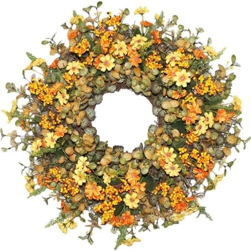 Ornaments Artificial Plant Simulation Silk Cloth Garland Window Bar Wall Decoration Wood Shopping Mall Harvest Festival Wreath
