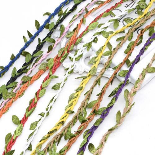 2/4/10m Artificial Flower Jute Twine Rope Weave Green Plant Garland Fake Leaf Vine Wedding Party DIY Wall Home Decor Photo Prop