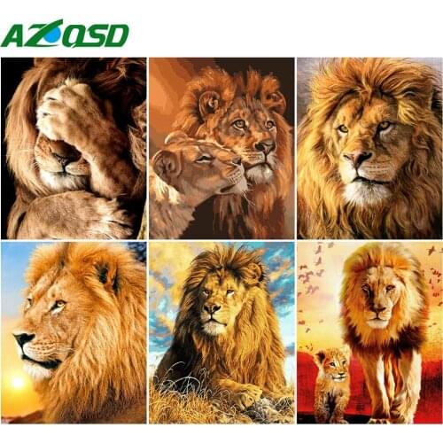 AZQSD Painting By Number Canvas Kits Animal 40x50cm Home Decoration DIY Acrylic Paint Coloring By Numbers Lion Handpainted Gift