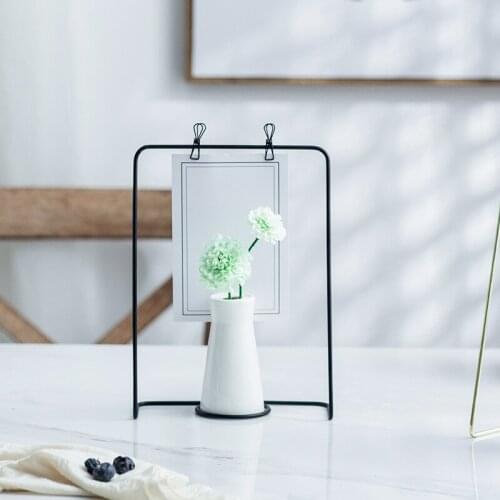 Nordic Style Ceramics Flower Vase Iron Wire Flower Pot Plant Vase Simple Metal Photo Frame Home Decoration Accessories