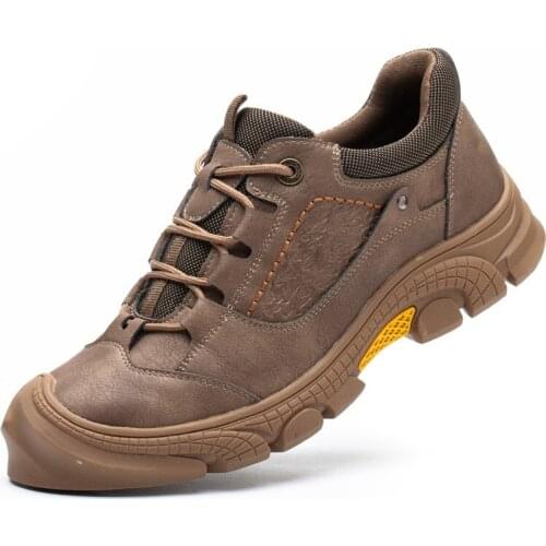 Classic Mens Women Safety Shoes Steel Toe Cap Protective Safety Boots Men Genuine Leather Non-slip Waterproof Sneakers
