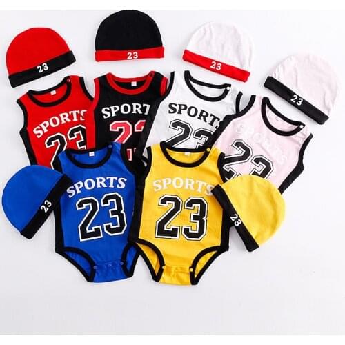 Baby Boy Girl Basketball Clothes Set 2PCS Hooded Bodysuits Summer Child Tracksuit Short Sleeve Sport Suit Baby Clothes