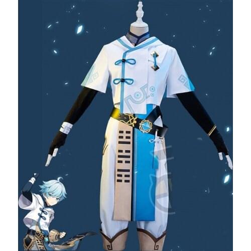 Genshin Impact Cosplay Chongyun Costumes Outfit Hot Game Anime Halloween Cosplay Party Costumes Adult Mens Uniform Full Set