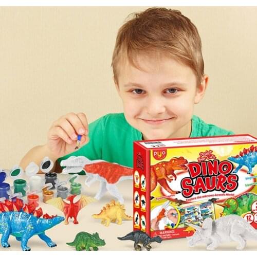 Creative Painted Set Clear Texture Improve Hands-on Ability PVC DIY Dinosaur Painted Set Gift for Student