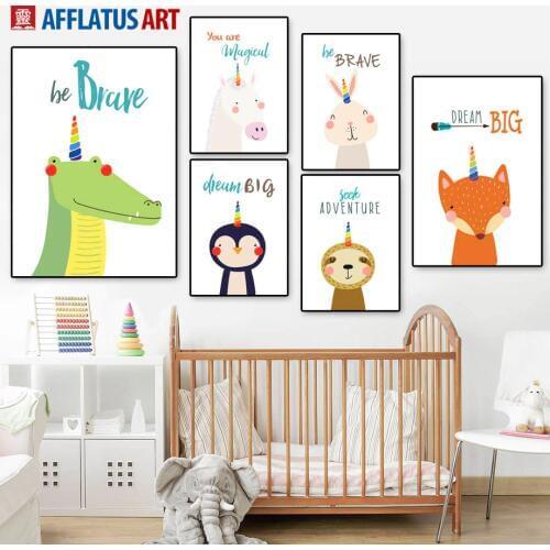 Crocodile Fox Bear Rabbit Dream Quotes Nordic Posters And Prints Wall Art Canvas Painting Nursery Wall Pictures Kids Room Decor