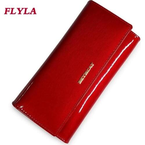Hot Sale Women Leather Wallet Clutch Bag Patent Leather Mobile Phone Bag Fashionable Genuine Leather Wallet for Women