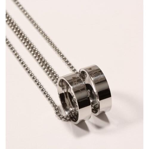 2021 Fashion Retro Punk Men And Women Couples Heart Ring Pendant Necklace Jewelry Commemorative Gift Best Friend