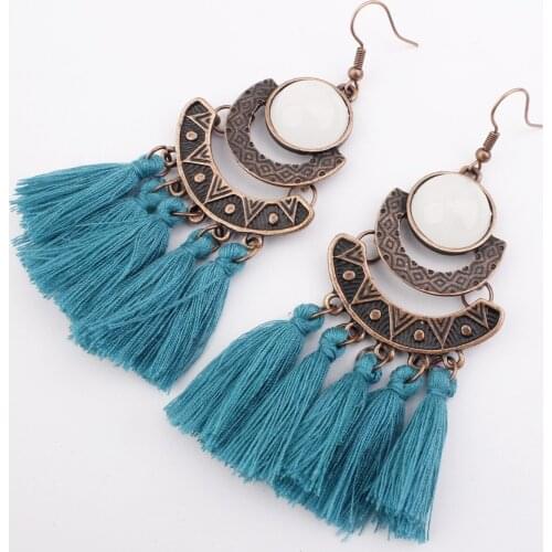 Fashion Long Tassel Earrings Womens Tassel Pendant Earrings Statement Bohemian National Style Hanging Earrings Accessories