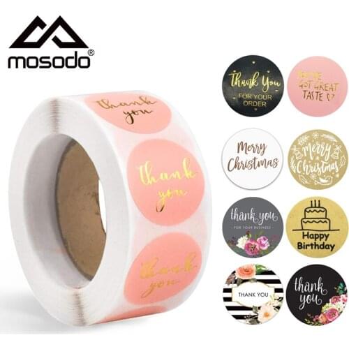 Mosodo 500pcs Round Natural Kraft Handmade Stickers Scrapbooking for Package Adhesive Thank You Sticker Seal Labels Stationery