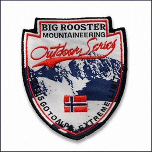 Mountaineering Embroidery Patches Cloth Patch for Garment Personalized Clothing Labels Merrow Border with PVC Backing MOQ 50pcs