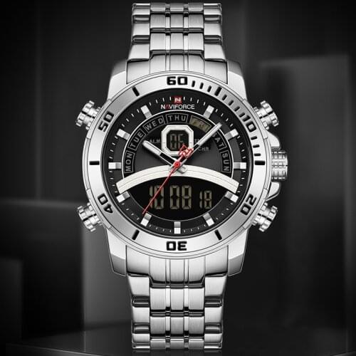 NAVIFORCE Digital LED Sports Watches Men Top Brand Luxury Stainless Steel Business Male Clock Quartz Military Fashion Wristwatch
