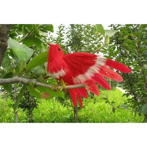 New simulation red bird model polyethylene&furs cute wings bird model gift about 16cm 0882