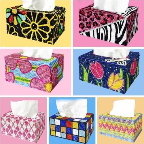 New 3D Diamond Painting Tissue Box Three-dimensional Handmade Art Cosmetic Tissue Dispenser Childrens DIY Cartoon Home Decor