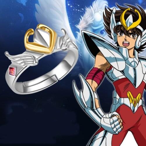 New Anime Saint Seiya Saint Cloth Myth Seiya tianma Bronze Shield Ring 925 Silver Cosplay ring Prop Halloween Gift