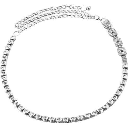 New Female Women Square Diamond Belly Dance Chain Belt Buckle Waist Belt