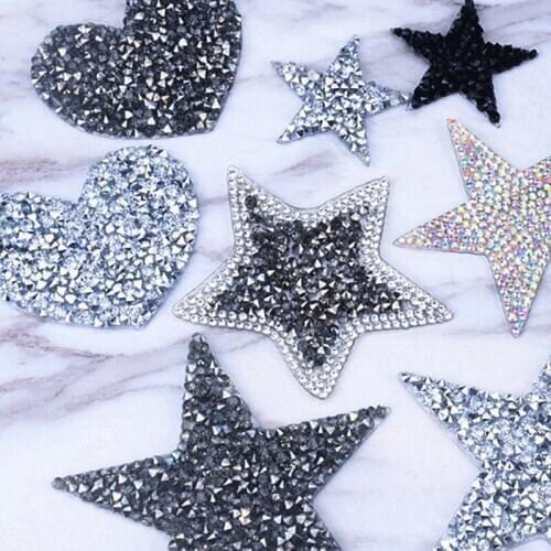 Clothing Badge Stripes Women Hot Multiple Shapes Crystal Rhinestone Star Pentagram Stickers Iron On Clothes Diy Craft Stickers