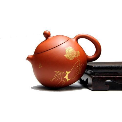 Wholesale Customization of Gifts for Teapots and Teapots Made of Purple Sand with Golden Dragon Eggs and Purple Sand