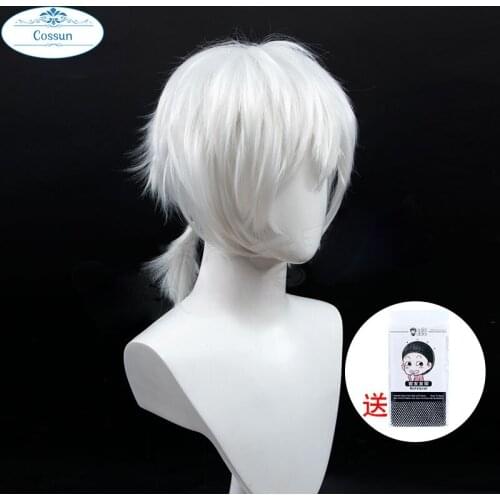 Anime To Your Eternity Cosplay Fushi Wig Eternity Fushi Short White Color Wigs with Mini Ponytail Cosplay Fancy Ball Props