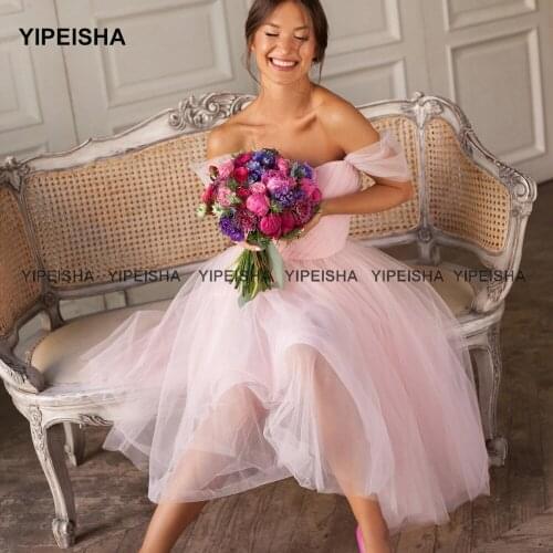 Yipeisha Off-shoulder Knee-length Cocktail Party Dress Plus Size A-line Tulle Prom Dresses for Teens Robe de Cocktail