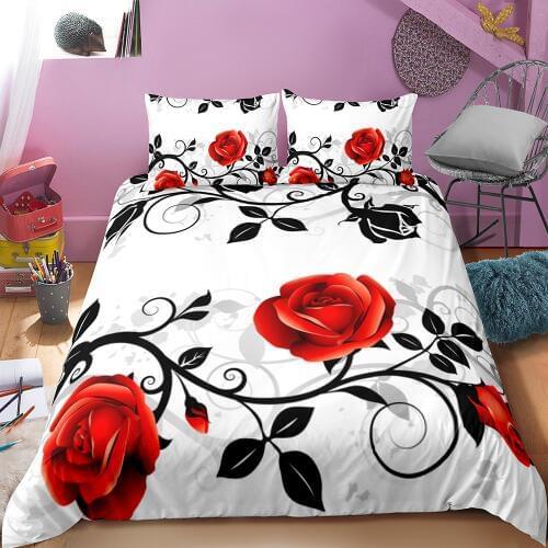 3D Printed Bedding Sets Bedding-set Duvet Cover Pillowcases Bed Sets Rose Pattern Comforter Bedding Cover Twin Full Bed Linen