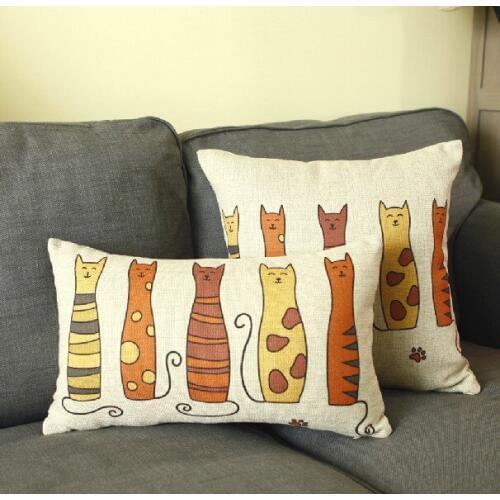 Mediterranean Fishing Cat cushion Animal Linen Pillow Cotton Cushion Car Office Cushions Home Decor 45*45cm+30*50cm