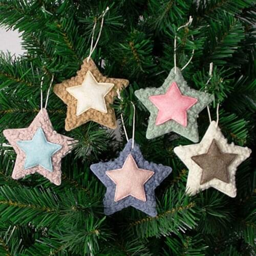 Christmas Star Santa Claus Pendants Ornaments Xmas Tree Ornament DIY Plush Crafts Kids Gift for Home Christmas Party Decorations
