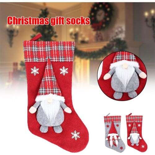 Christmas Gifts Sock Cute Faceless Santa Socks Pendant Creative Xmas Hanging Ornament for Home Living Room Bedroom TS2