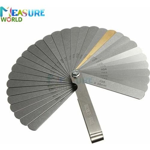 32pcs Stainless Steel Feeler Gauge 0015-.035 Copper Sheet Blades Teaching Feeler 0.04-0.88mm Measurements Tools