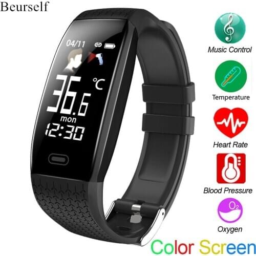 Smart Bracelet T5 Temperature Measure Band Men Sport Thermometer Smart Watch Android IOS Women Heart Rate Monitor for phone