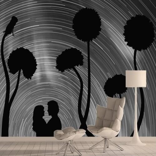 Modern 3d Walls Papers Home Decor Paper Murals Wallpapers for Living Bed Room Black White Dandelion Contact Peel and Stick Rolls