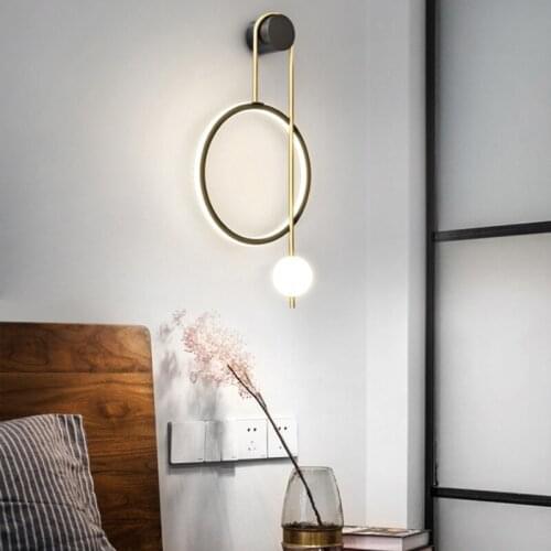 Post Modern Wall Sconce Lamp Nordic Light Luxury Creative Ring Personality Lighting LED Minimalist Living Room Bedside LED Lamp