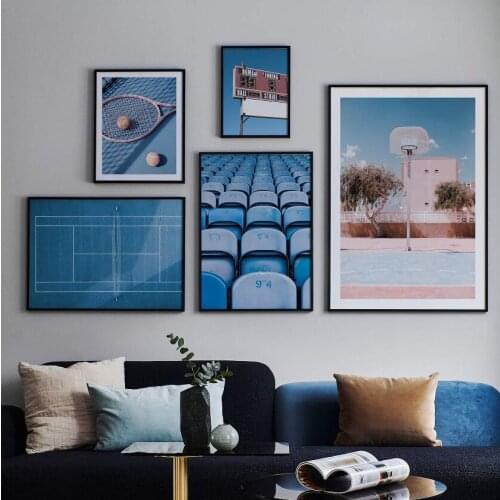 Tennis Blue Seats Basketball Plan Wall Art Poster Prints Sport Canvas Painting Posters Wall Decor Old School Encouraging Gift