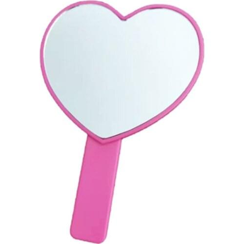 TY19 Portable Heart-Shaped Handheld Mirror with Handle Candy Color Cosmetic Tools U2JD