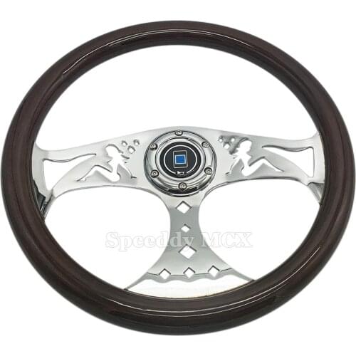 Universal 15" (380mm) Drifting Sports Steering Wheel Solid Wood Peach Wood Racing Steering Wheel With Base Adapter Quick Release