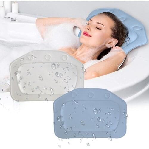 Waterproof Bathtub Bath Pillow Non-slip Pillows With Suction Cups Soft Relaxing Spa Bathing Pillow Home Bathroom Accessories