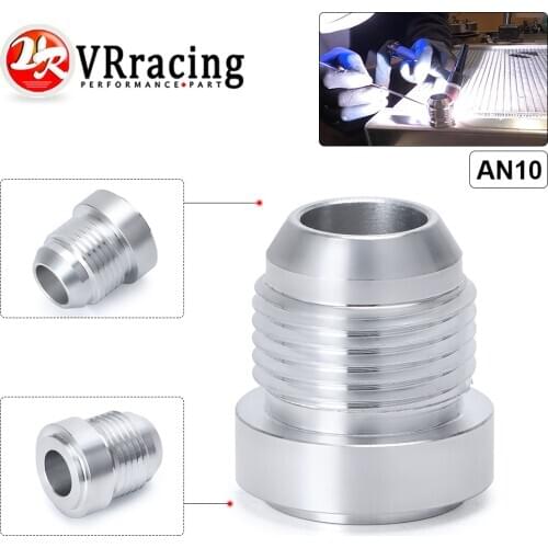 VR - Top Quality Aluminum AN10 -AN Straight Male Weld Fitting Adapter Weld Bung Nitrous Hose Fitting Silver VR-SL617-7210