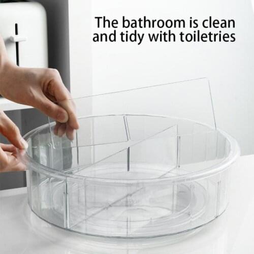 Kitchen Storage Turntable 360 Rotating Tray For Spice Seasoning Drink Cabinet Organizer Transparent 4 Division Kitchen Accessory