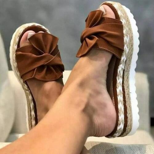 Women Sandals Platform Sandals Shoes Women Bow 2020 Summer Sandals Slipper Indoor Outdoor Flip-flops Beach Shoes Female Slippers