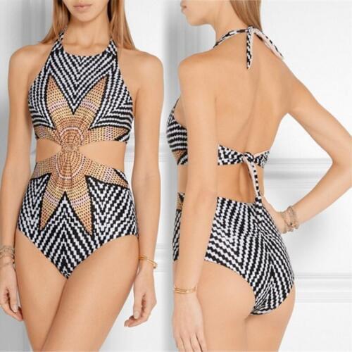 Swimwear Women 2018 High Cut One Piece Swimsuit Push Up Monokini Bandage Vintage Swimming Suit Sexy Thong Bathing Suit Trikini